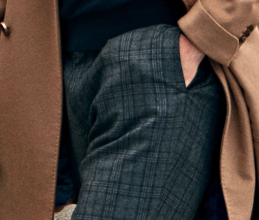Senszio make custom made smart trousers in all styles and fits, including these tartan check plaid woolen pants